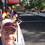 50 meters from the finish line, after the peloton had passed.